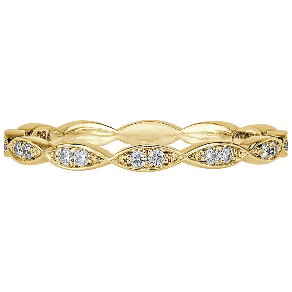 0.16ct Round Brilliant Cut Diamond Marquise Bezel Eternity Band in 18k Yellow For Sale