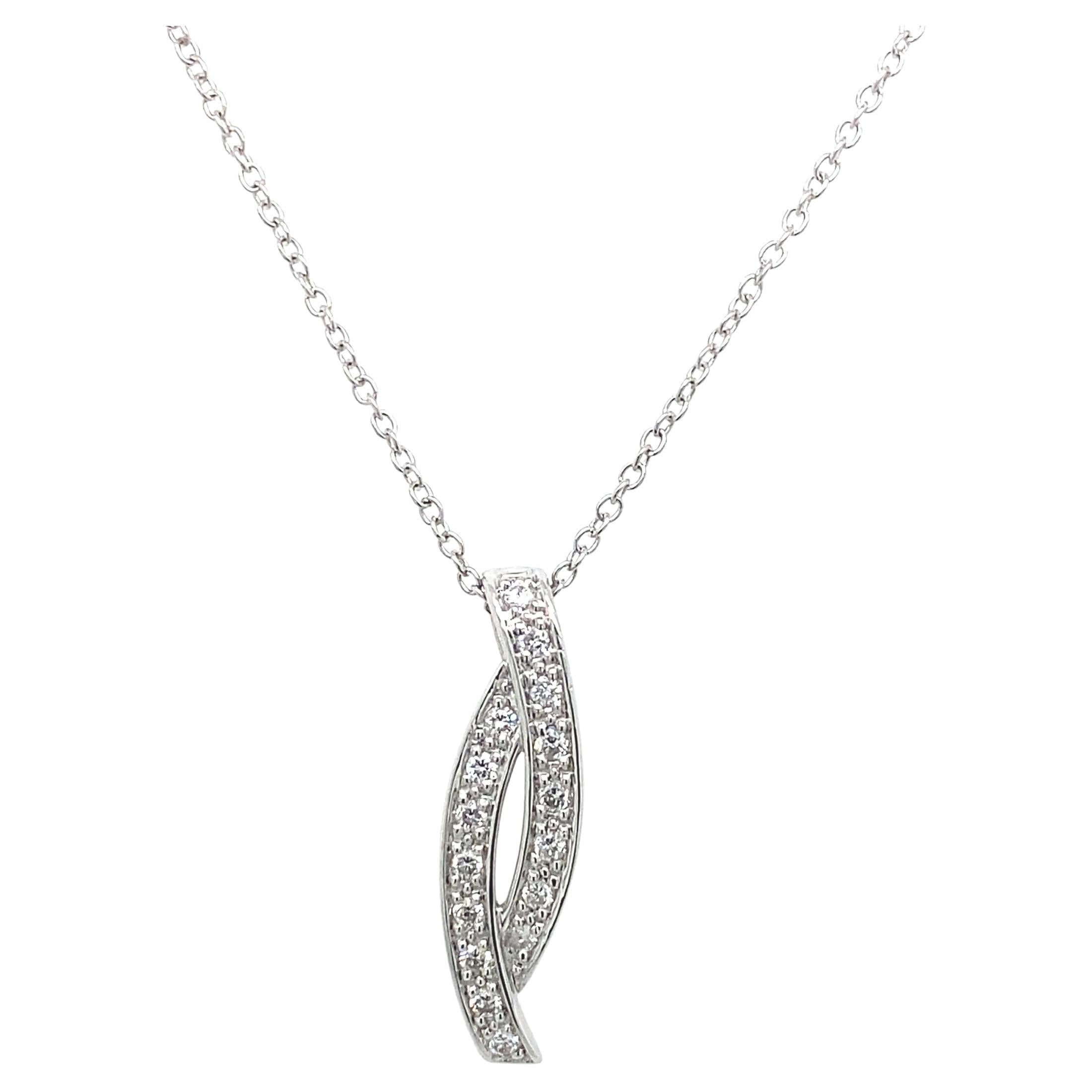 0.16ct Round Brilliant Cut Diamond Pendant in 18ct White Gold For Sale