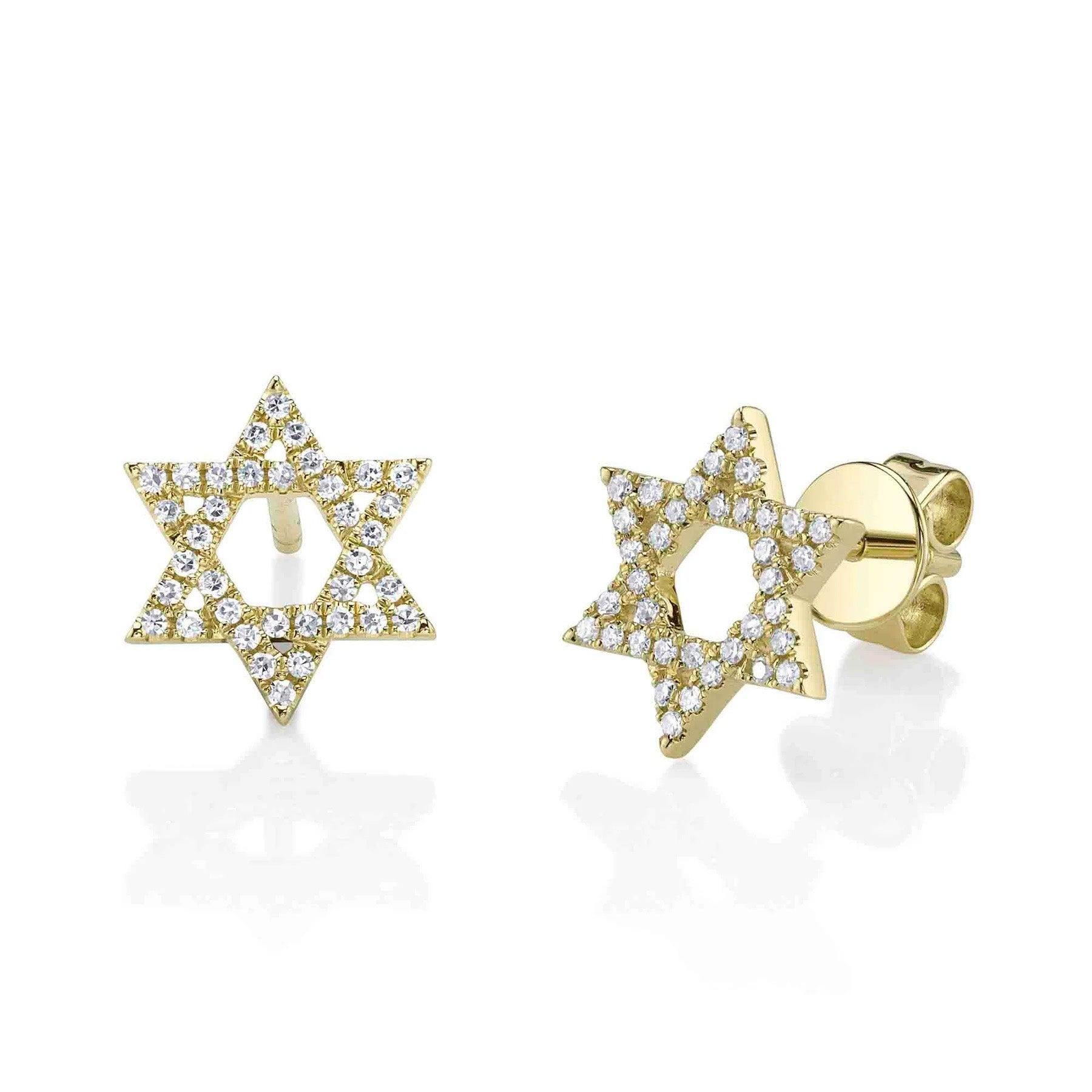 0.16ct Round Brilliant Cut Diamond Star Of David Stud Earrings For Sale
