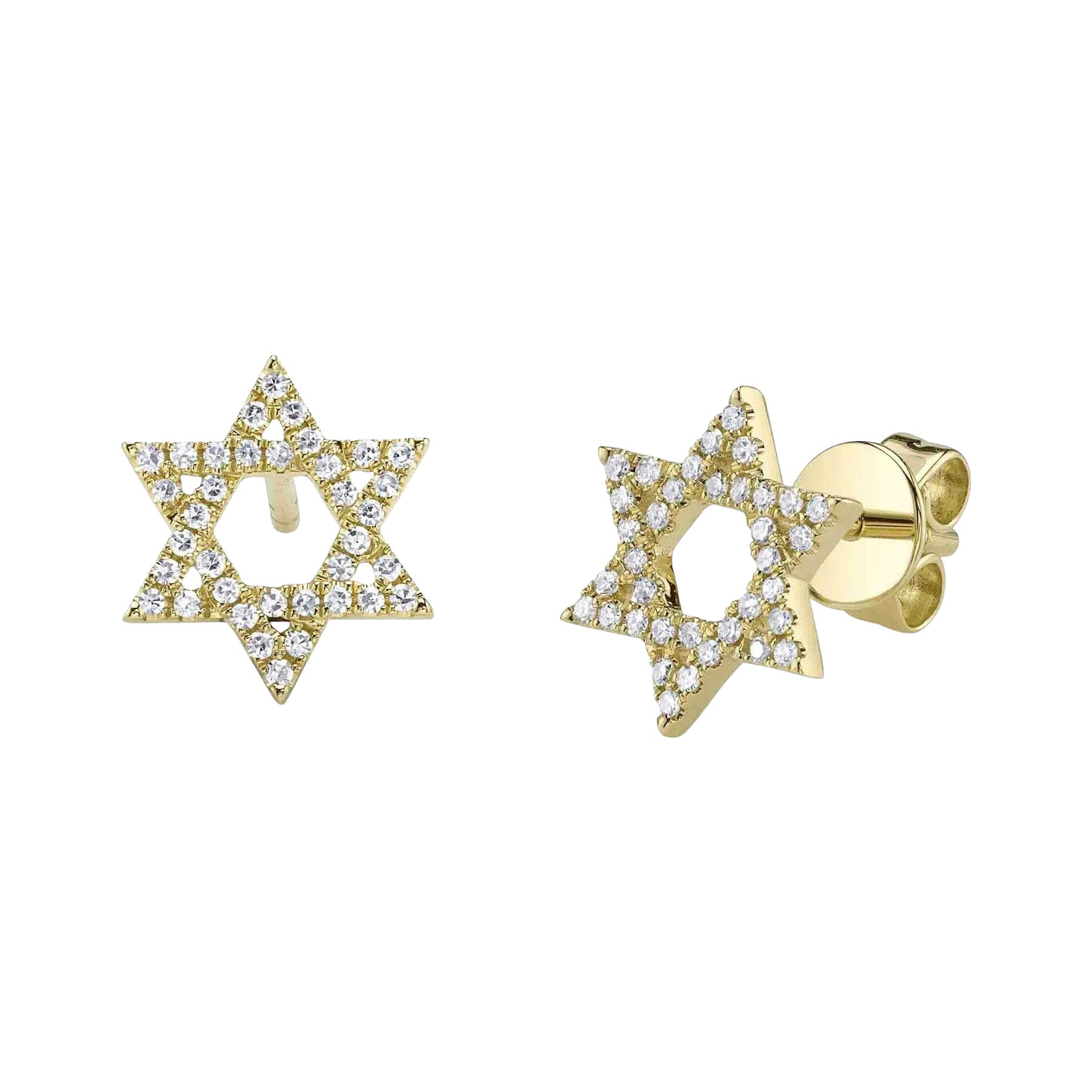 0.16ct Round Brilliant Cut Diamond Star Of David Stud Earrings