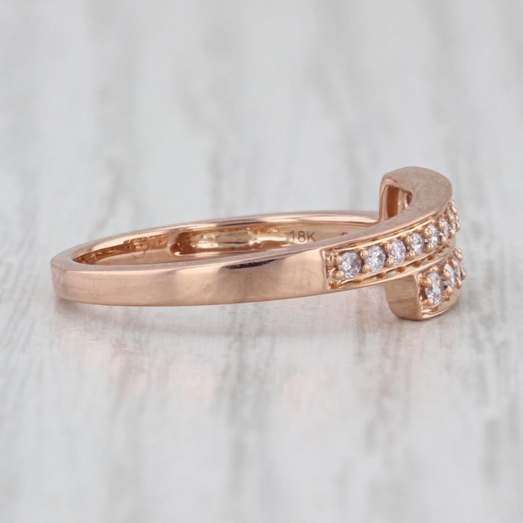 0.16ctw Diamond Bypass Ring 18k Rose Gold Size 7.25 Stackable Unisexe en vente