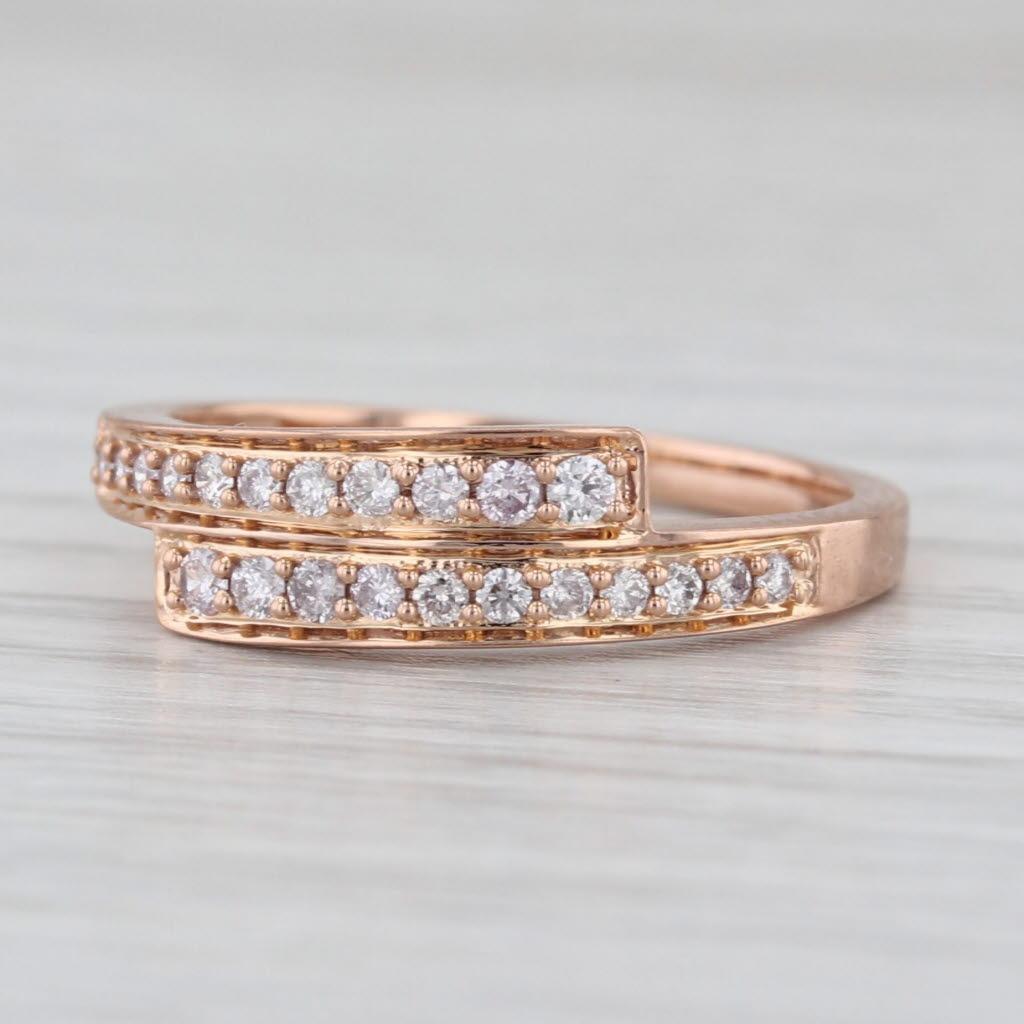 0.16ctw Diamond Bypass Ring 18k Rose Gold Size 7.25 Stackable en vente 1