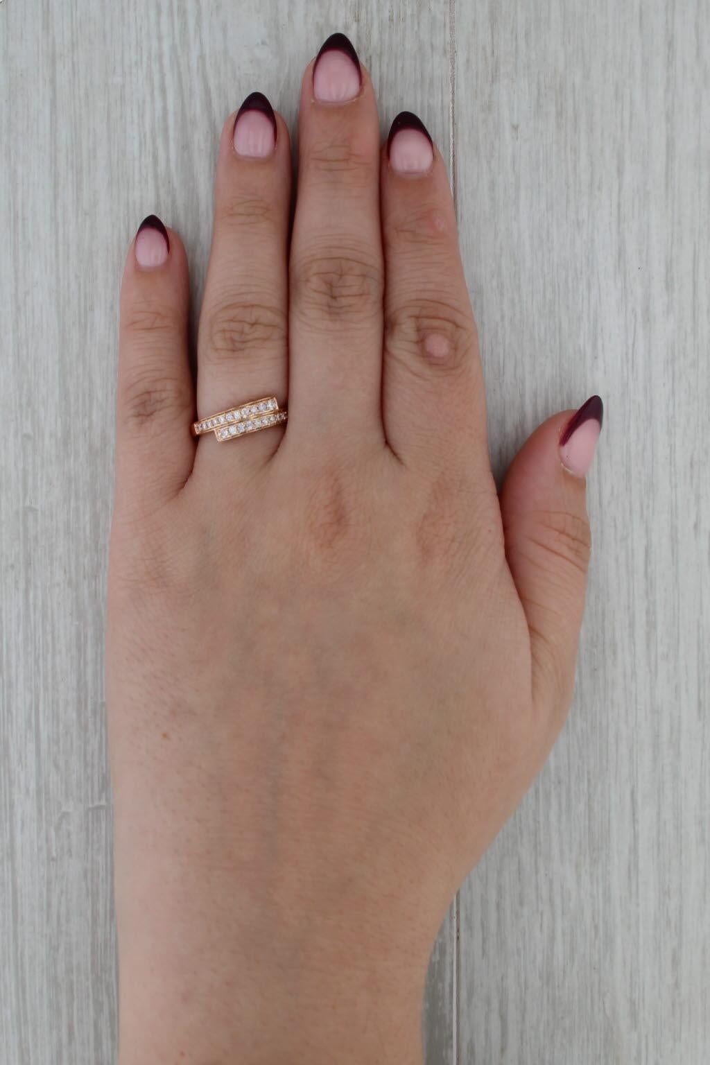 0.16ctw Diamond Bypass Ring 18k Rose Gold Size 7.25 Stackable en vente 3