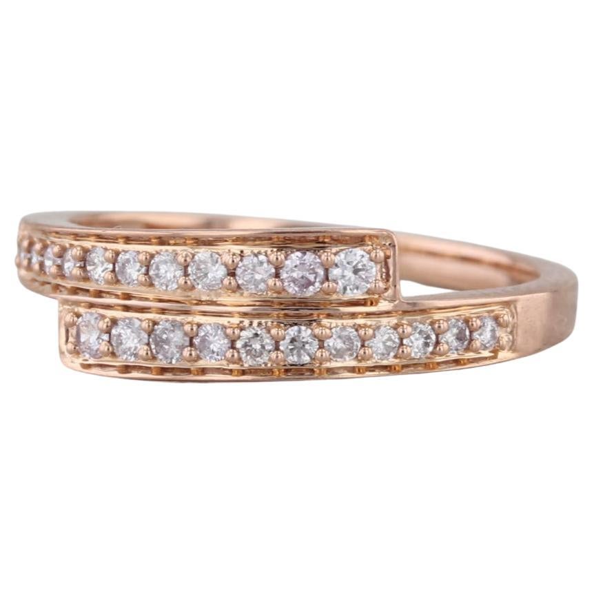 0.16ctw Diamond Bypass Ring 18k Rose Gold Size 7.25 Stackable en vente
