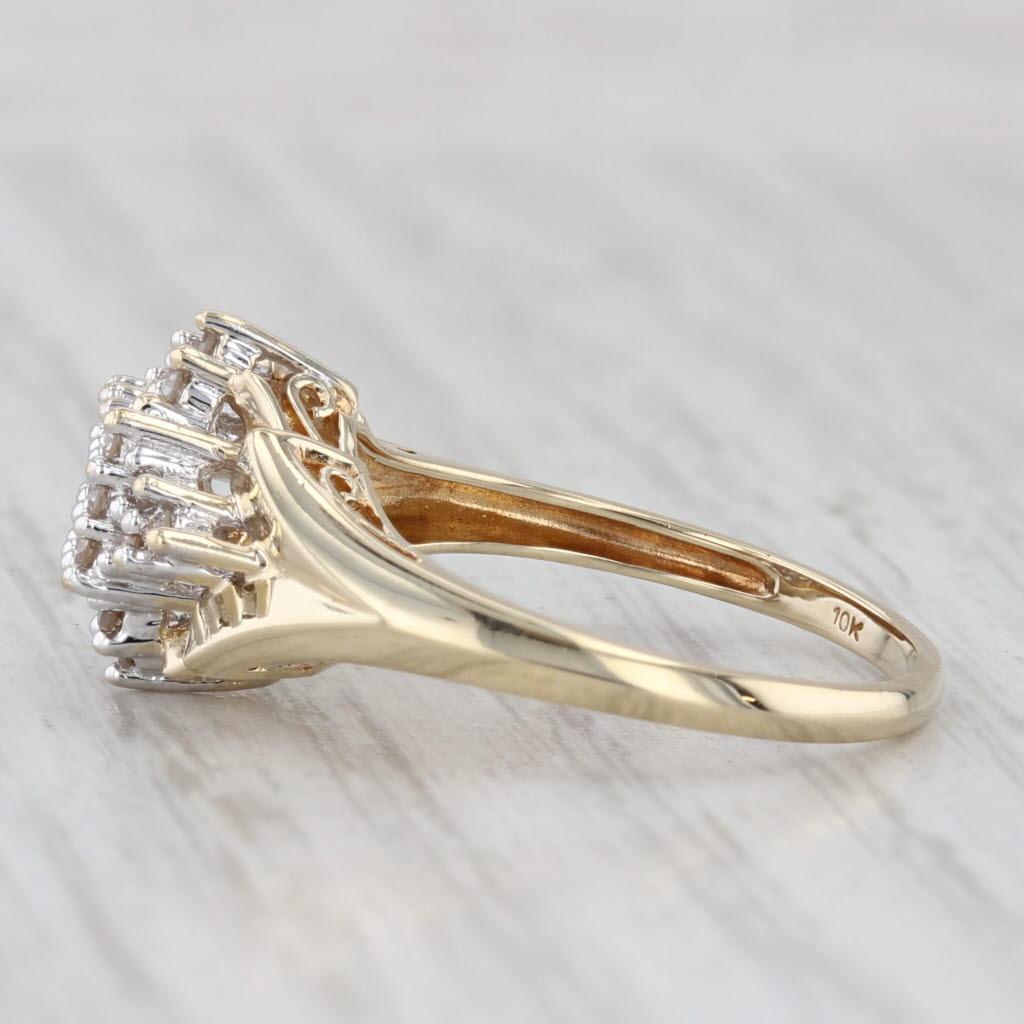 0.16ctw Diamond Cluster Ring 10k White Yellow Gold Size 7.25 Engagement Unisexe en vente