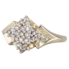 0.16ctw Diamond Cluster Ring 10k White Yellow Gold Size 7.25 Engagement