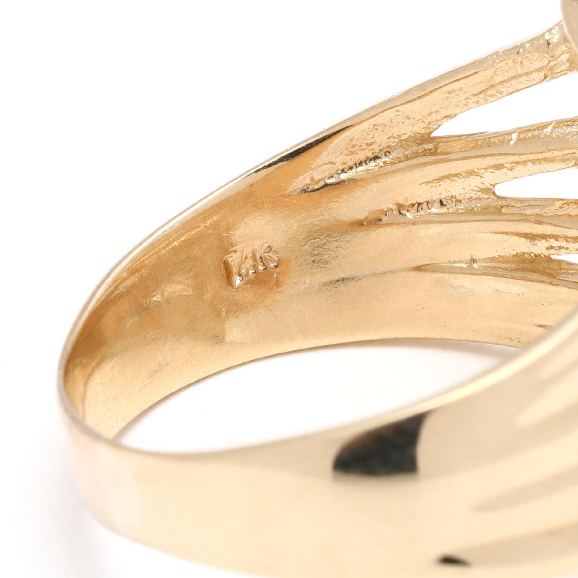 Bague à anneau diagonale avec diamant 0,16 carat, or jaune 14 carats, taille de bague 8,75 en vente 2