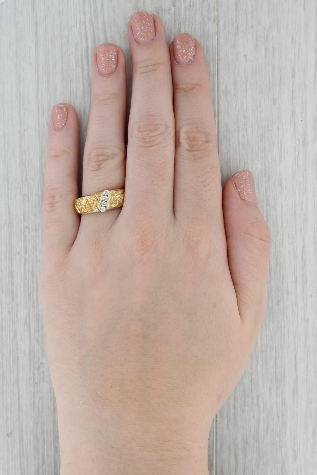 0.16ctw Diamond Nugget Ring 14k 24k Yellow Gold Size 10.25 Wedding Band For Sale 5
