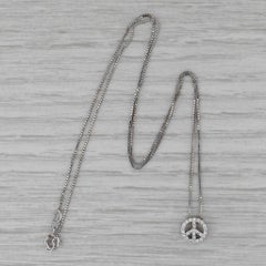 0.16ctw Diamond Peace Sign Pendant Necklace 14k White Gold 17.5" Box Chain