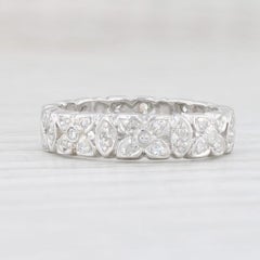 0.16ctw Floral Diamond Eternity Ring Platinum Size 5 Stackable Wedding Band