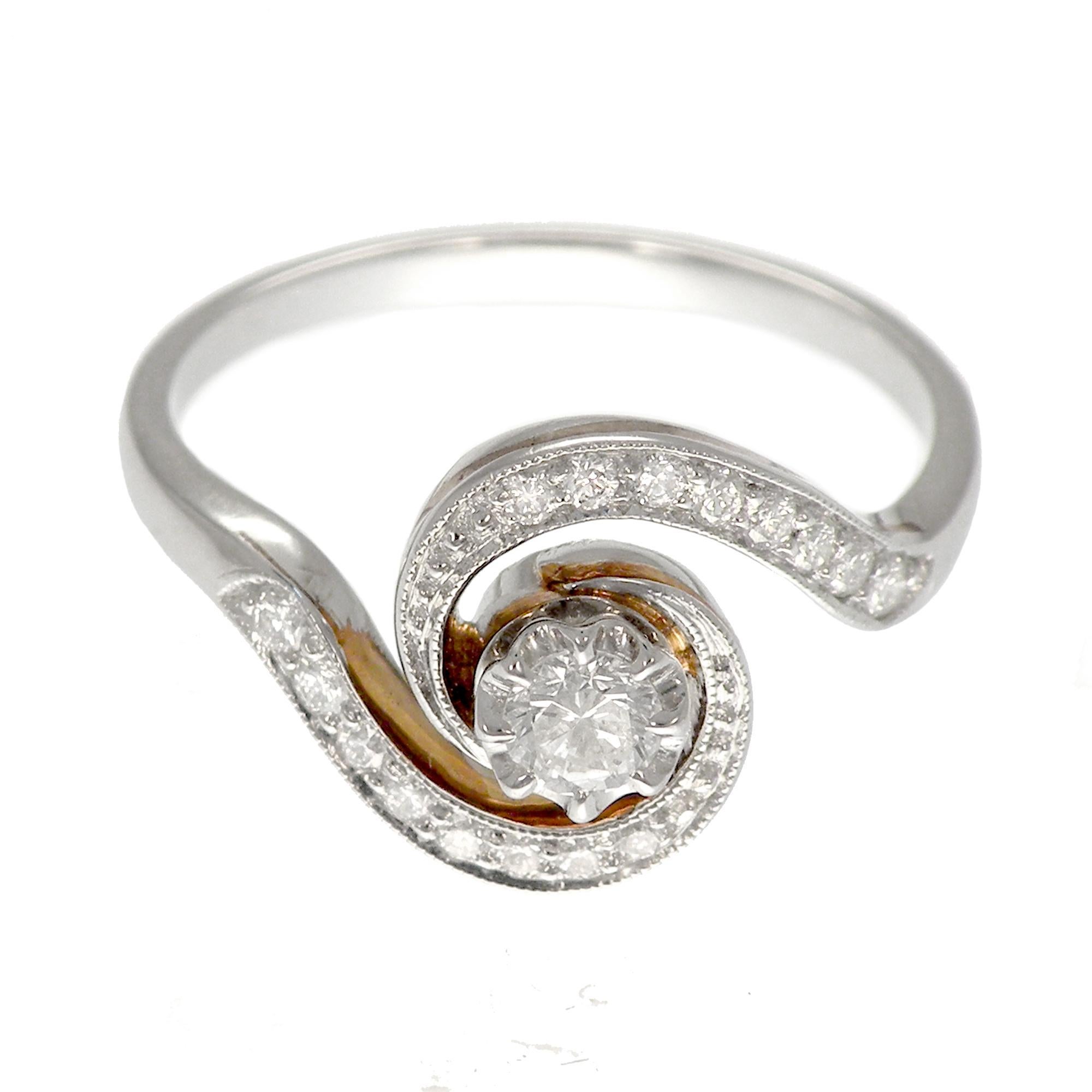 Round Cut 0.17 Carat Diamond Edwardian Engagement Ring