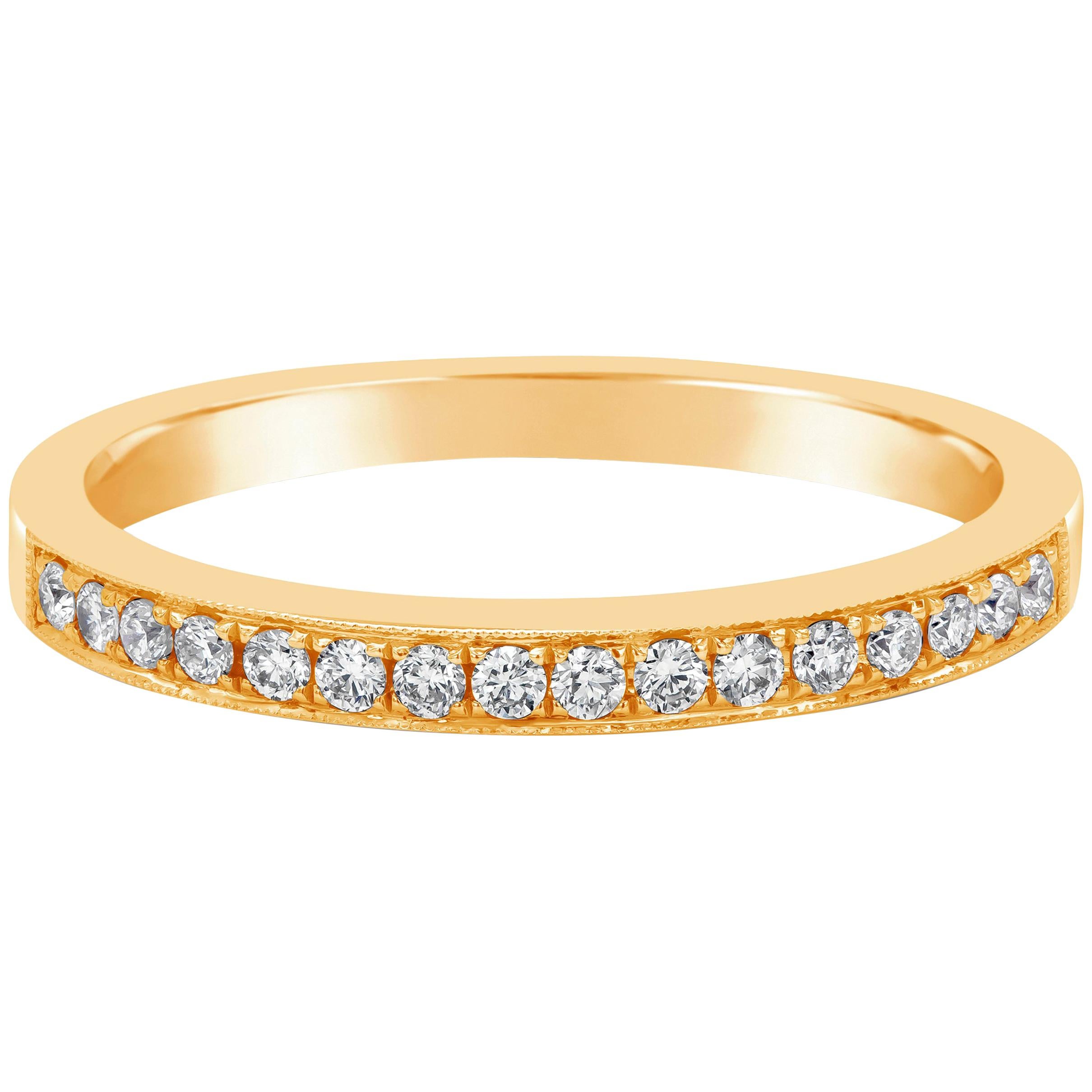 Roman Malakov 0.17 Carat Total Round Diamond Half Eternity Wedding Band Ring For Sale