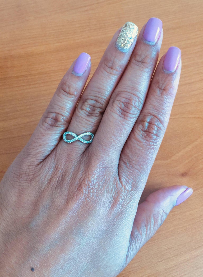 Diamond Infinity Ring in 14K White Gold For Sale (Free Shipping) at