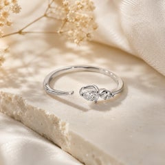 0.17 Carat Natural Pear Diamond Toi et Moi Open Ring 18K White Gold