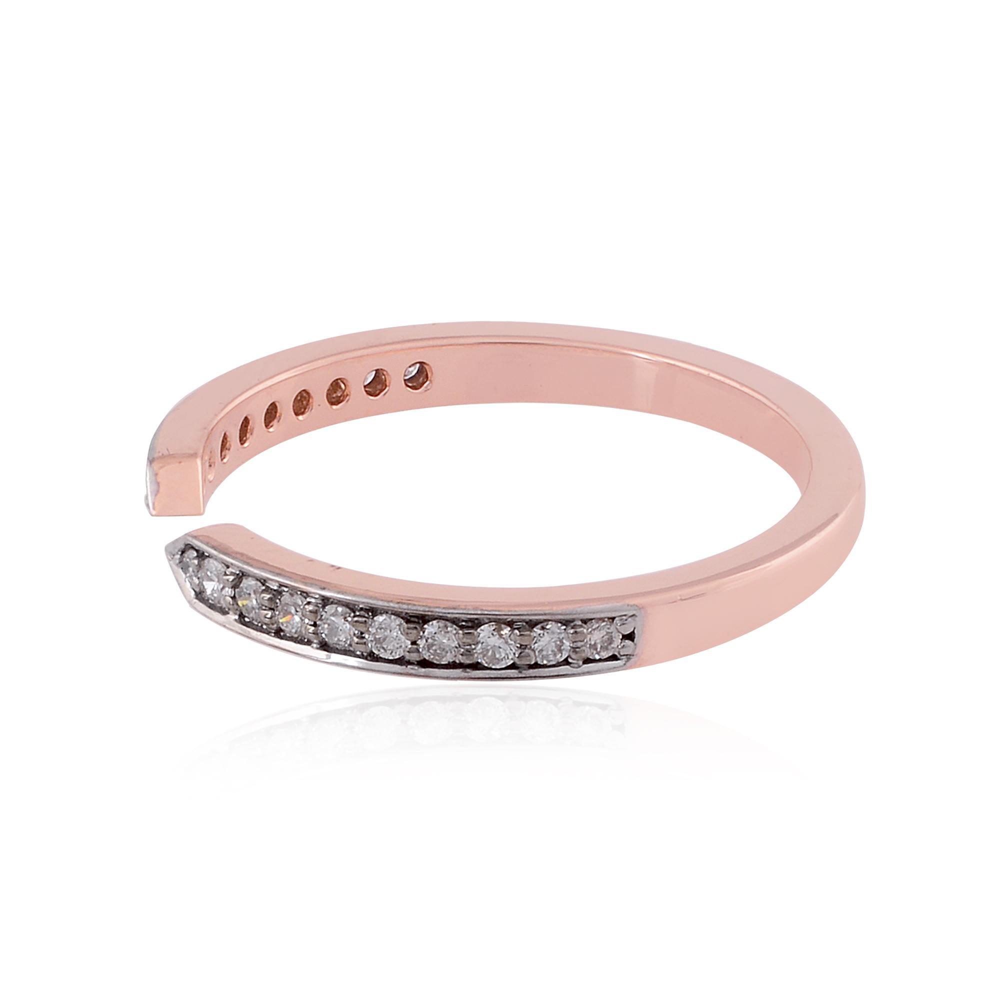 For Sale:  0.17 Carat SI Clarity HI Color Diamond Cuff Band Ring 18 Karat Rose Gold Jewelry 2