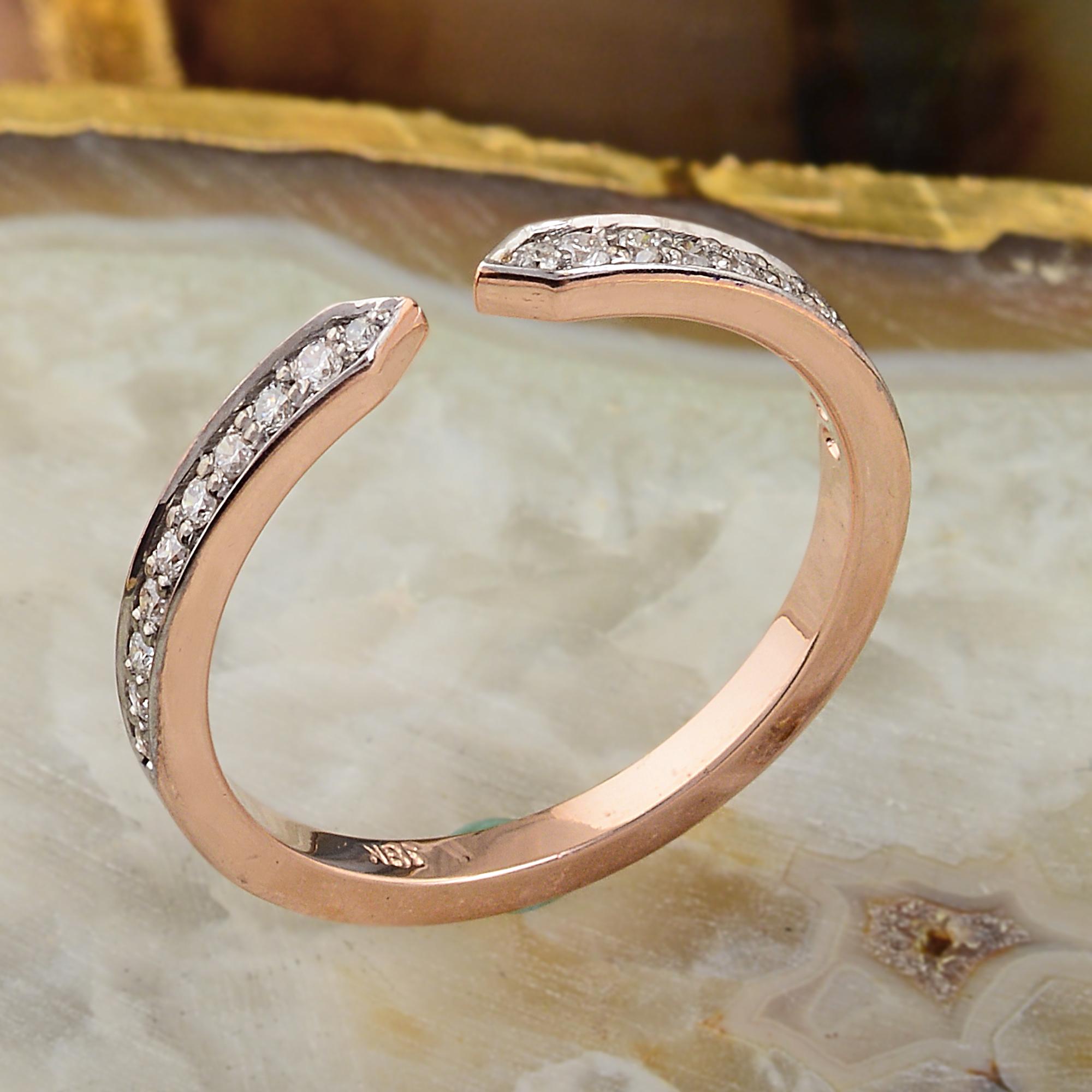 For Sale:  0.17 Carat SI Clarity HI Color Diamond Cuff Band Ring 18 Karat Rose Gold Jewelry 3