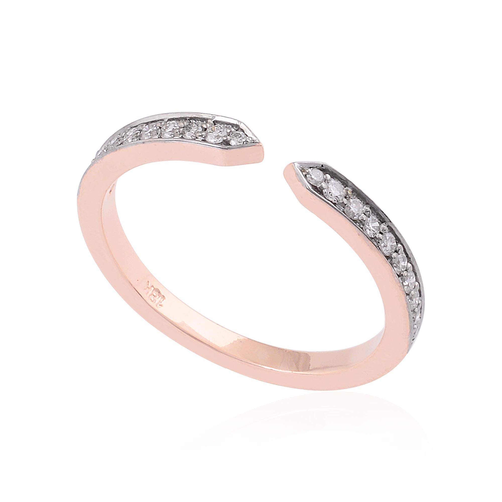 For Sale:  0.17 Carat SI Clarity HI Color Diamond Cuff Band Ring 18 Karat Rose Gold Jewelry 4
