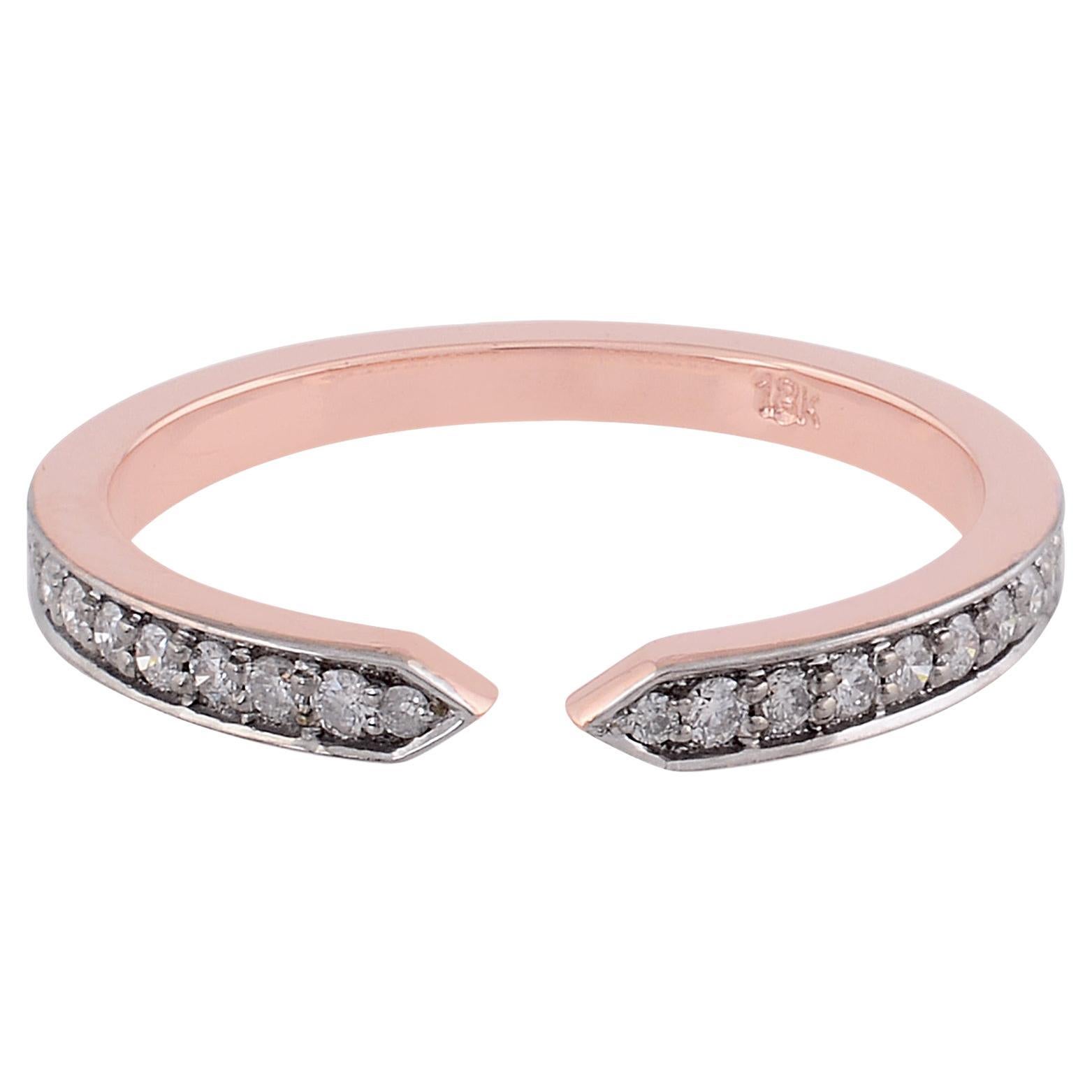 Bague manchette en or rose 18 carats avec diamants 0,17 carat de pureté SI de couleur hi-colore