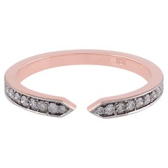 0.17 Carat SI Clarity HI Color Diamond Cuff Band Ring 18 Karat Rose Gold Jewelry
