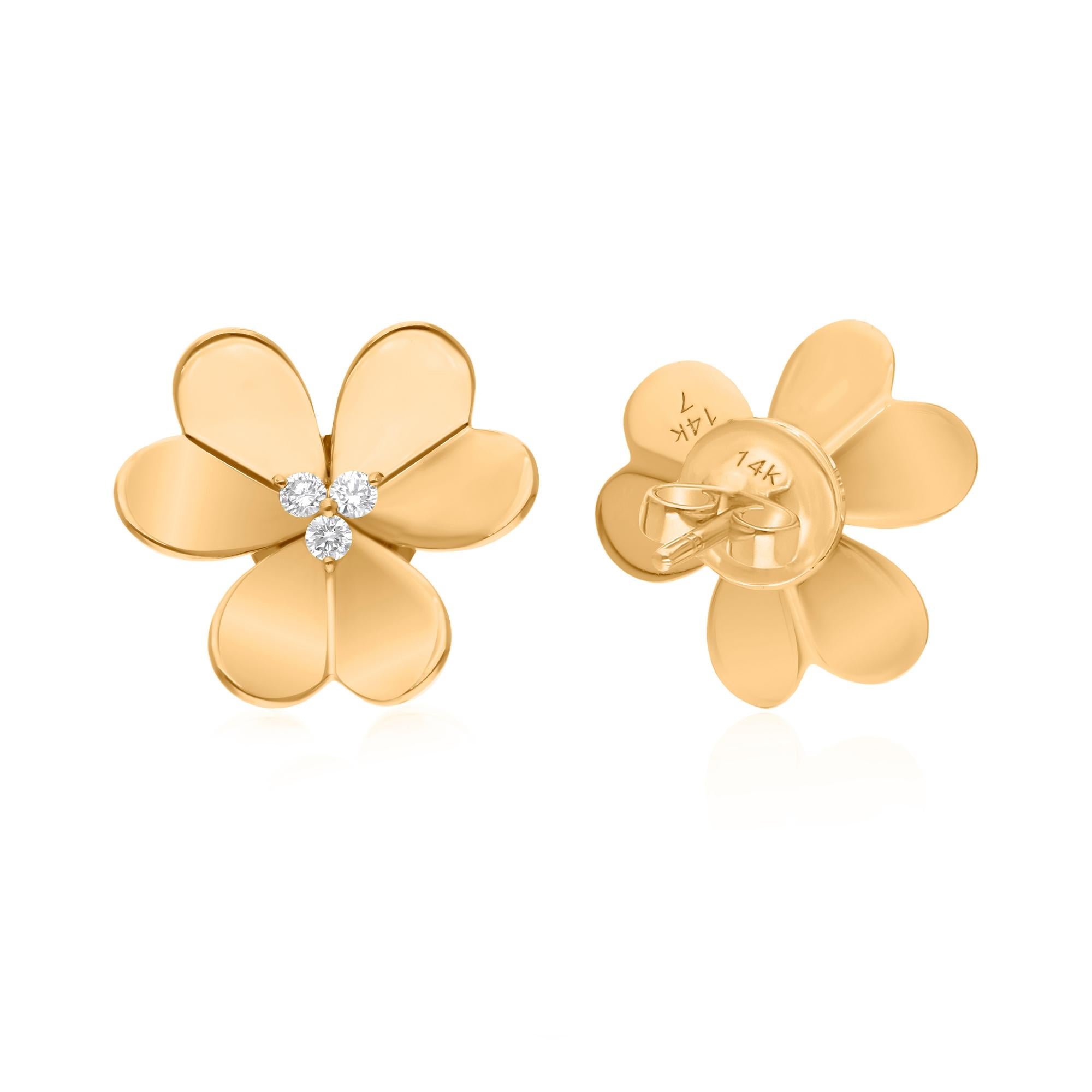 Cast from 14-karat gold, these exquisite earrings are handset with 0.17 carats of sparkling diamonds.

FOLLOW SPECTRUM JEWELS storefront to view the latest collection & exclusive pieces. Spectrum Jewels is proudly rated as a Top Seller on 1stdibs