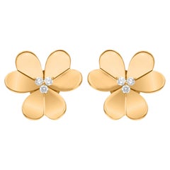 0,17 Carati SI Chiarezza HI Colore Diamante Fine Orecchini a Fiore Oro Giallo 14 Carati