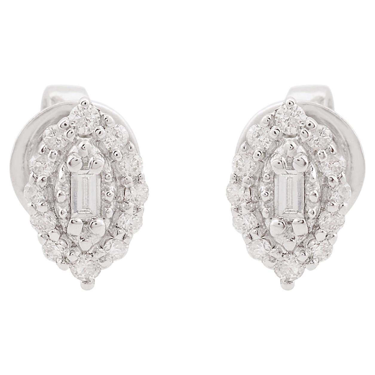 0.17 Carat SI/HI Baguette Diamond Stud Earrings 10 Karat White Gold Fine Jewelry