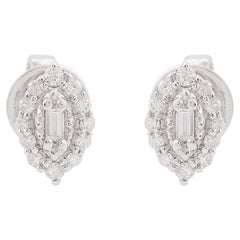 0.17 Carat SI/HI Baguette Diamond Stud Earrings 10 Karat White Gold Fine Jewelry