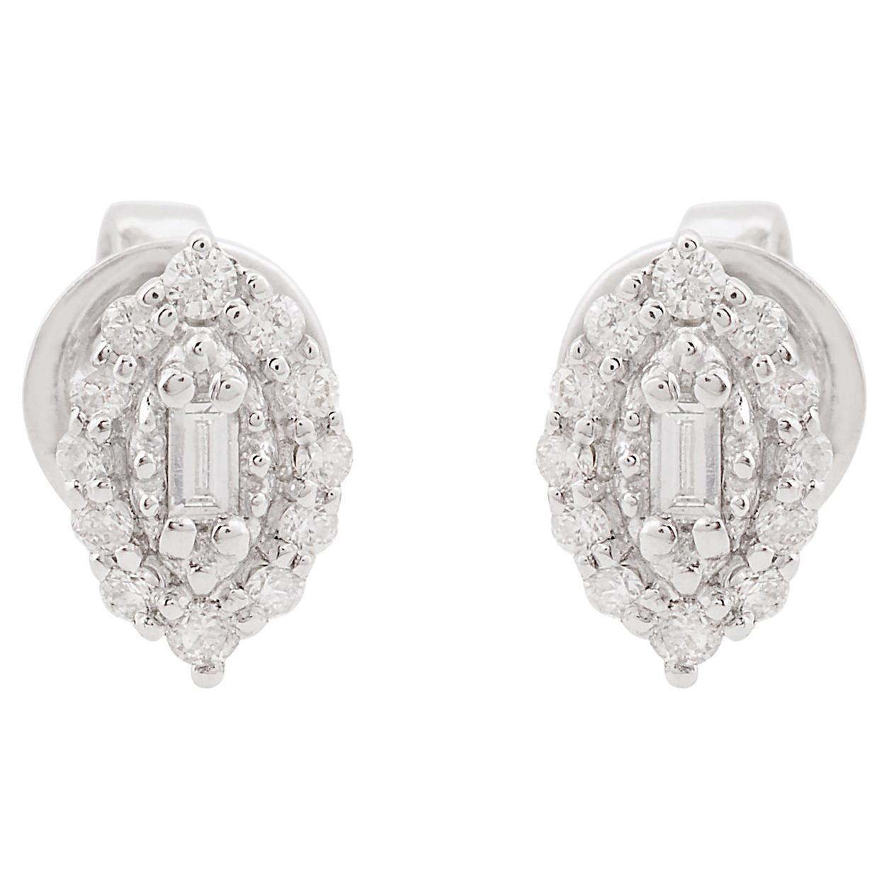 0.17 Carat SI/HI Baguette Diamond Stud Earrings 10 Karat White Gold Fine Jewelry
