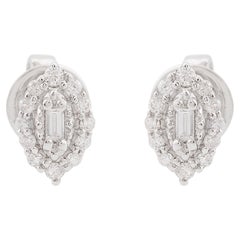 0.17 Carat SI/HI Baguette Diamond Stud Earrings 10 Karat White Gold Fine Jewelry