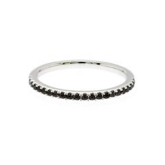 0.17 CT Natural Black Diamond14K White Gold Band Ring Size 6