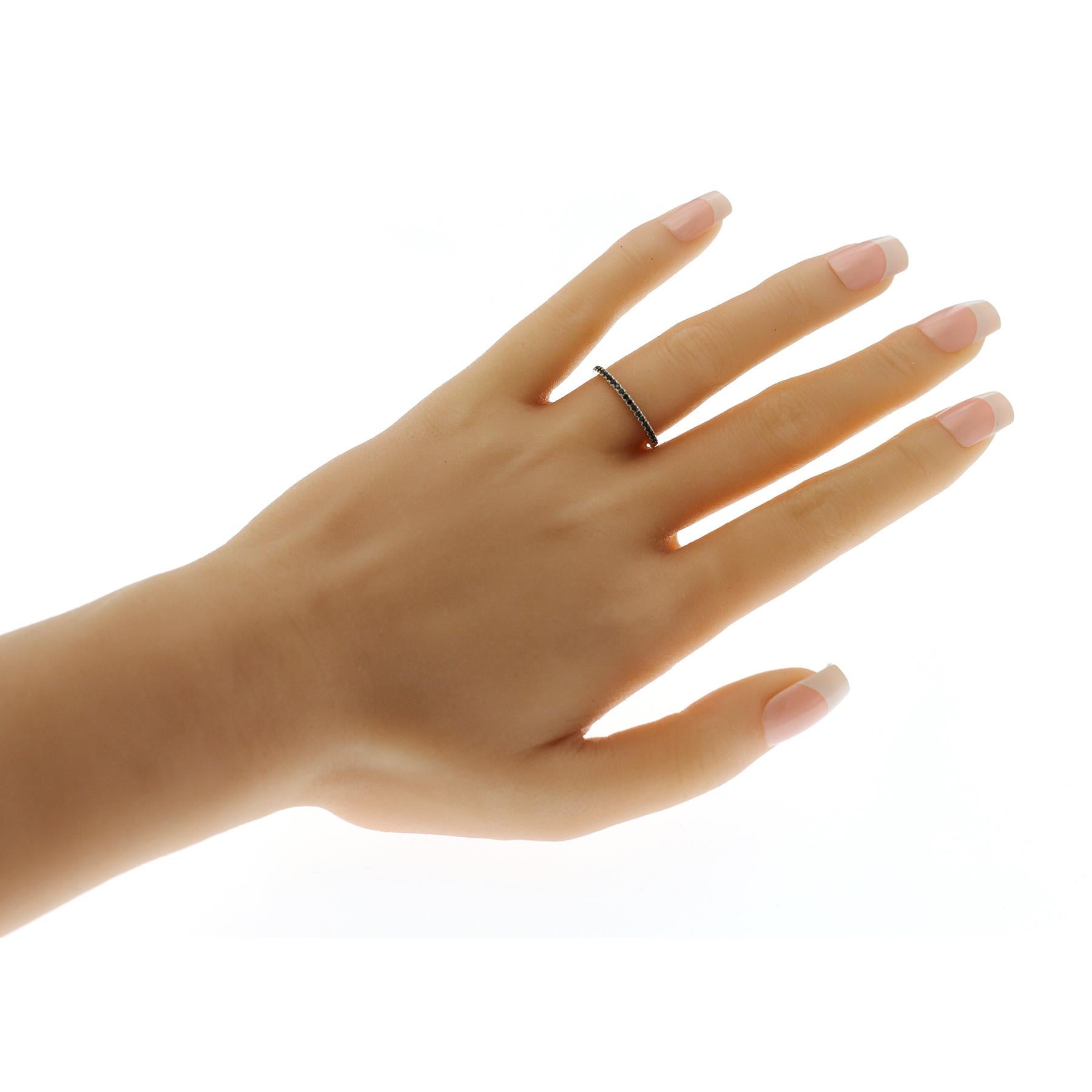 0,17 CT Natürlicher Schwarzer Diamant14K Weißgold Band Ring Größe 6 im Zustand „Neu“ im Angebot in Los Angeles, CA