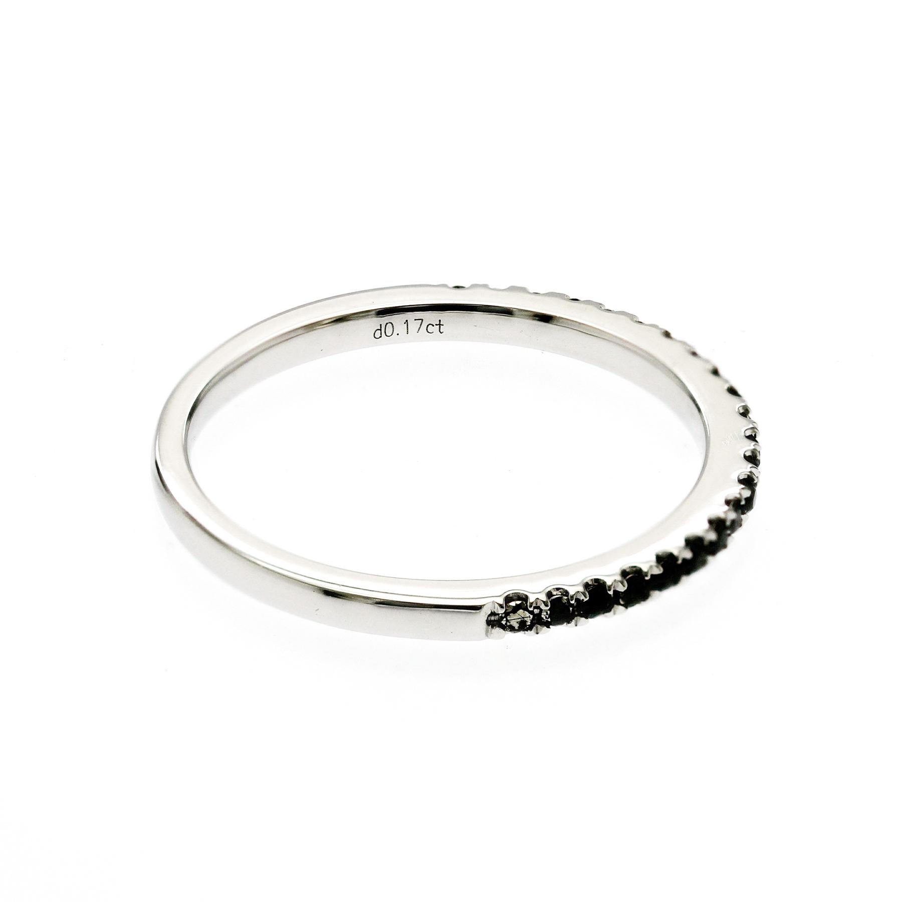 0,17 CT Natürlicher Schwarzer Diamant14K Weißgold Band Ring Größe 6 im Angebot 2