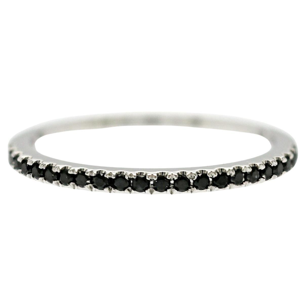 0,17 CT Diamante nero naturale14K Anello a fascia in oro bianco misura 6