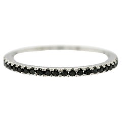 0.17 CT Diamante Negro Natural14K Anillo de Oro Blanco Tamaño 6