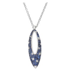 0.17 White GSI Diamonds 0.69 Blu Sapphires Pendant