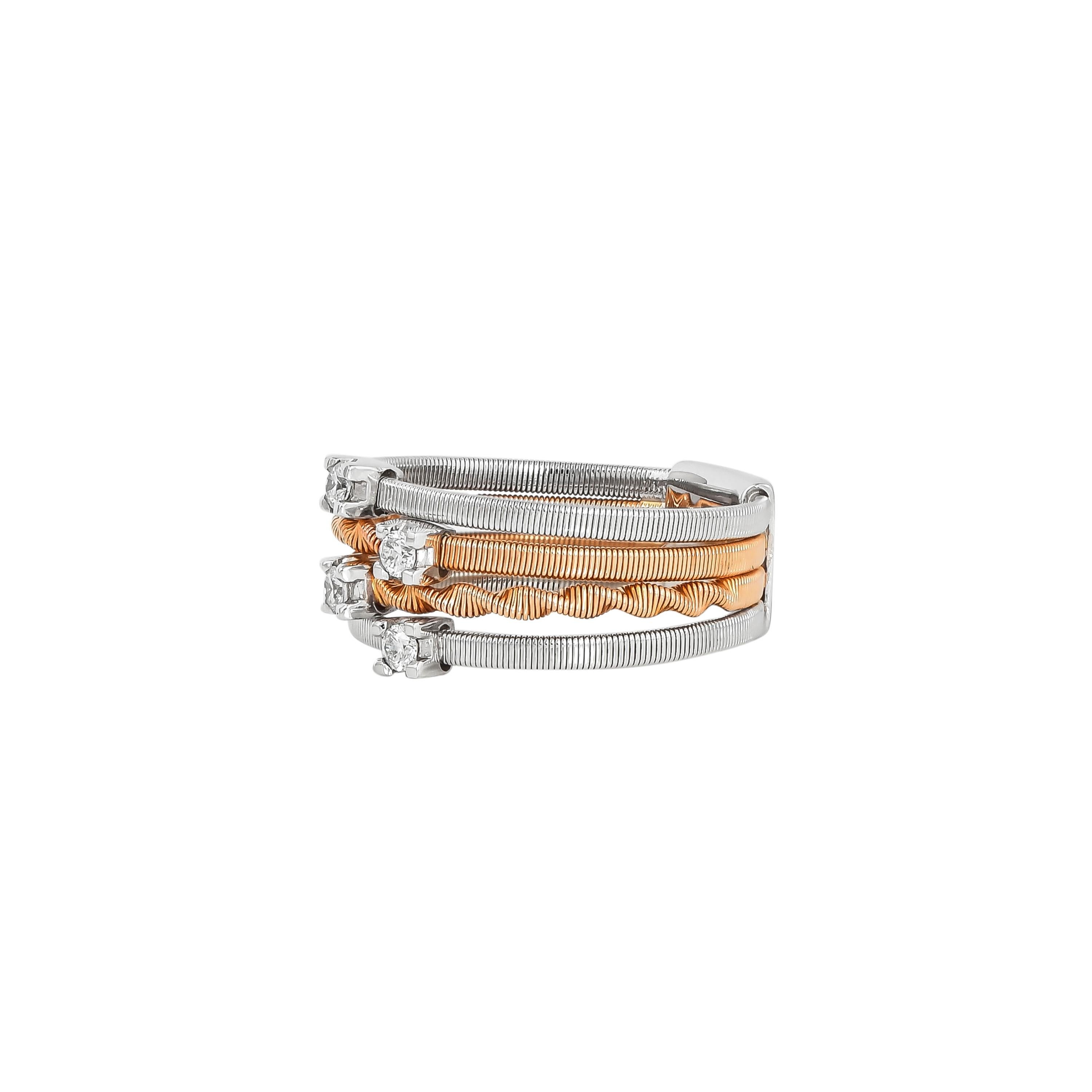 Contemporary 0.171 Carat Diamond Ring in 18 Karat White & Rose Gold For Sale