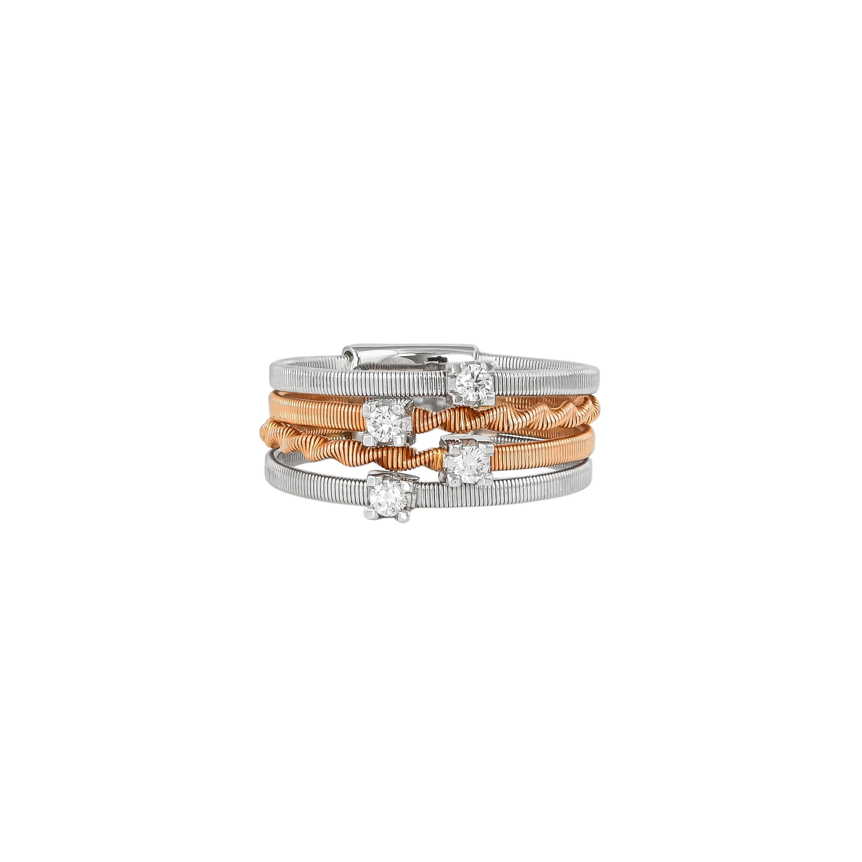 Round Cut 0.171 Carat Diamond Ring in 18 Karat White & Rose Gold For Sale