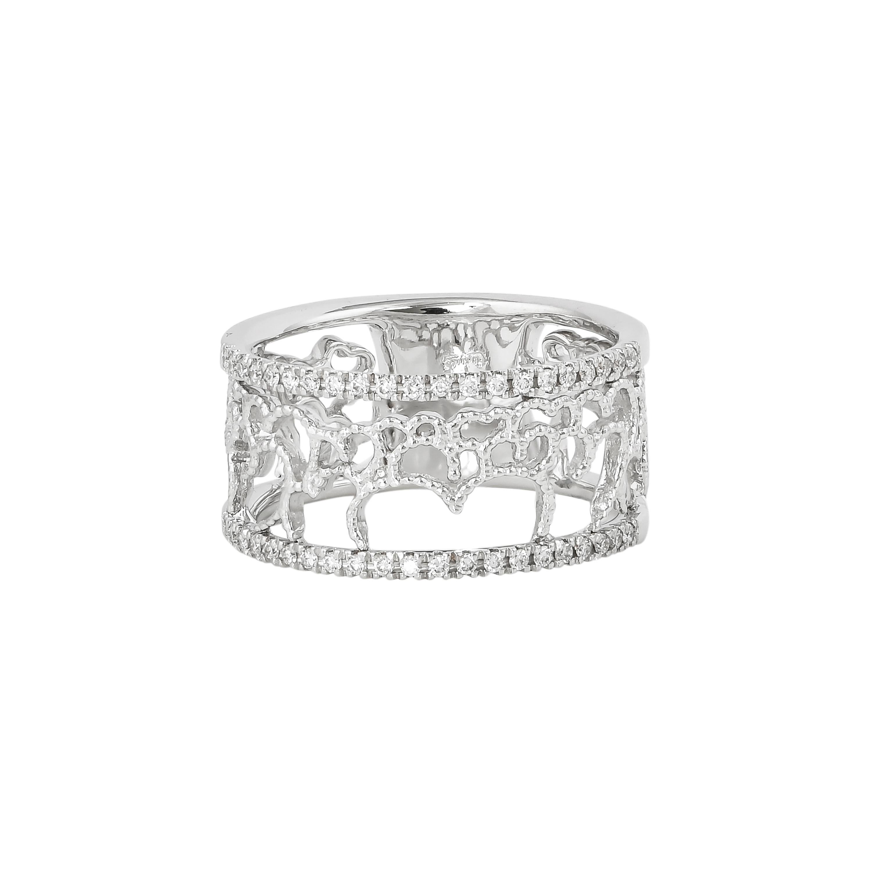Round Cut 0.175 Carat Diamond Ring in 18 Karat White Gold For Sale
