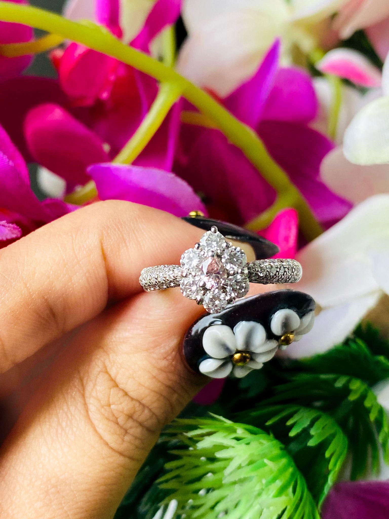 Femenino o masculino 0,175 Quilates Anillo de Diamantes Rosa Fantasía Claridad SI1 en venta