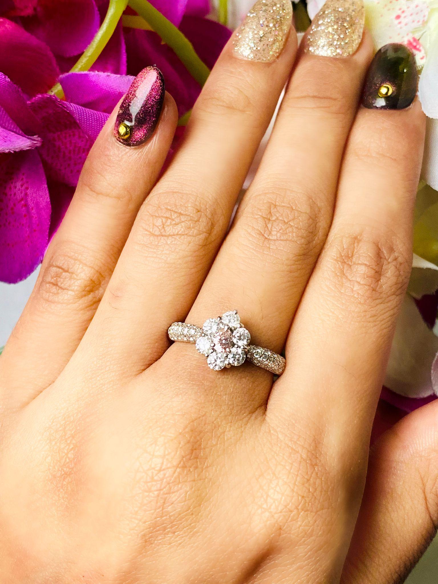 0,175 Quilates Anillo de Diamantes Rosa Fantasía Claridad SI1 en venta 2