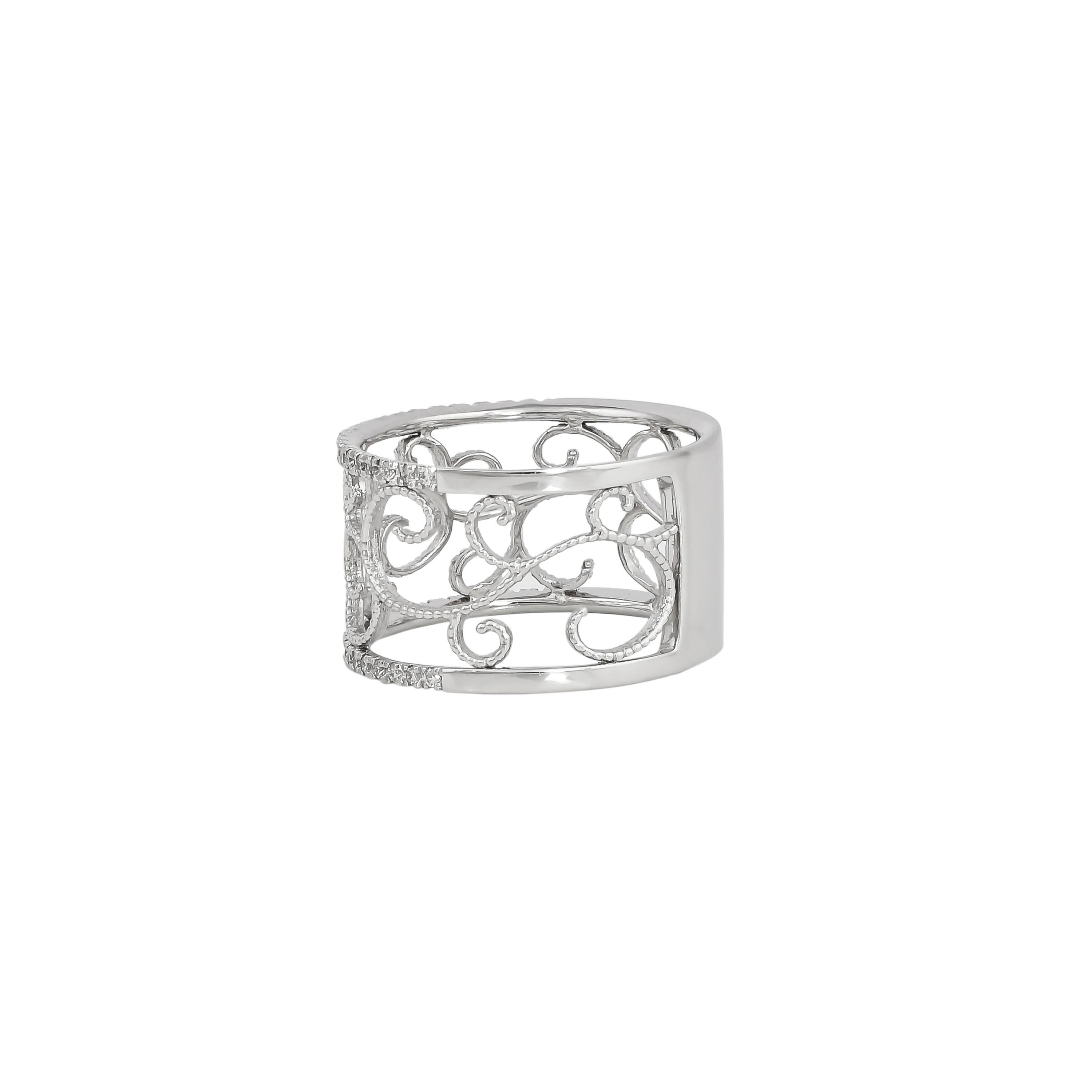 Sunita Nahata Diamant 0,17 Karat. Fancy Ring aus 18 Karat Weißgold. (Zeitgenössisch) im Angebot