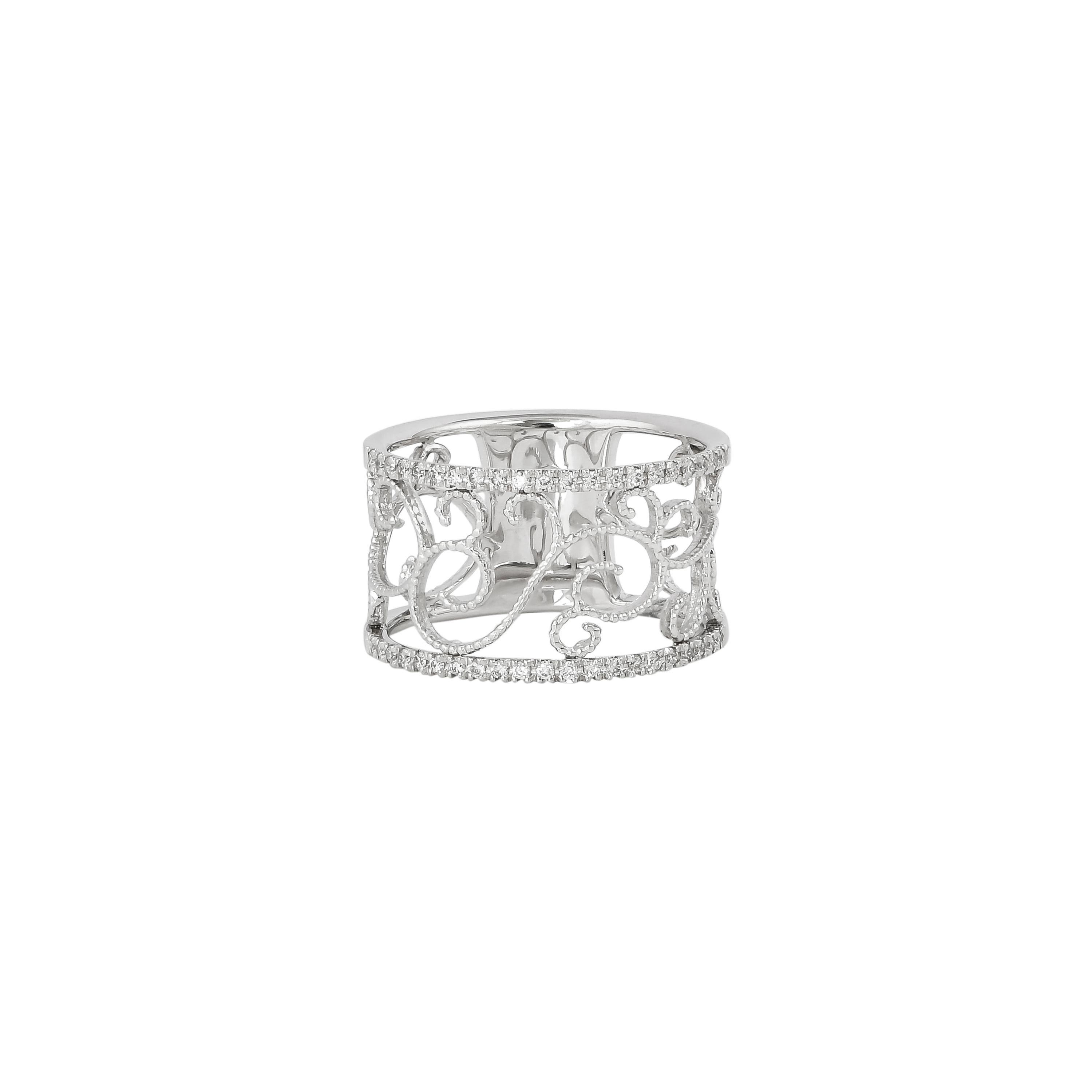 Sunita Nahata Diamant 0,17 Karat. Fancy Ring aus 18 Karat Weißgold. (Rundschliff) im Angebot