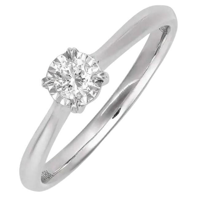 0.176ct Diamond 18 Karat White Gold Engagement Ring - Size L (Approx. 5.75 US) For Sale