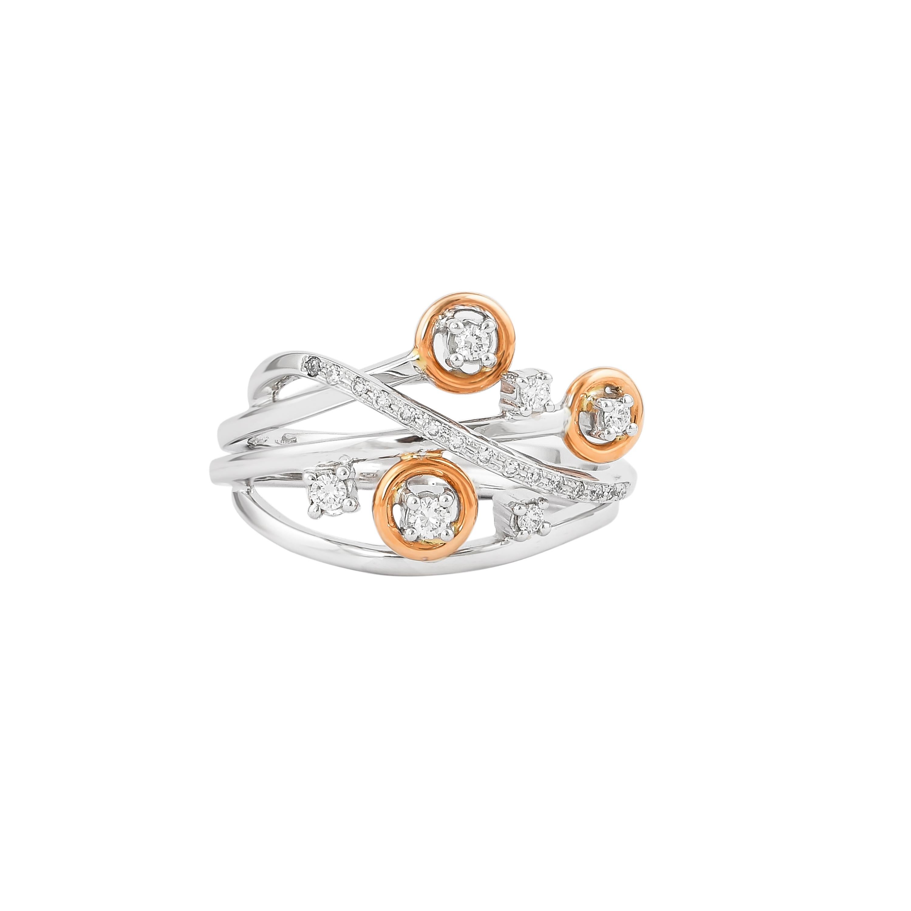 Contemporary 0.177 Carat Diamond Ring in 18 Karat White & Rose Gold For Sale