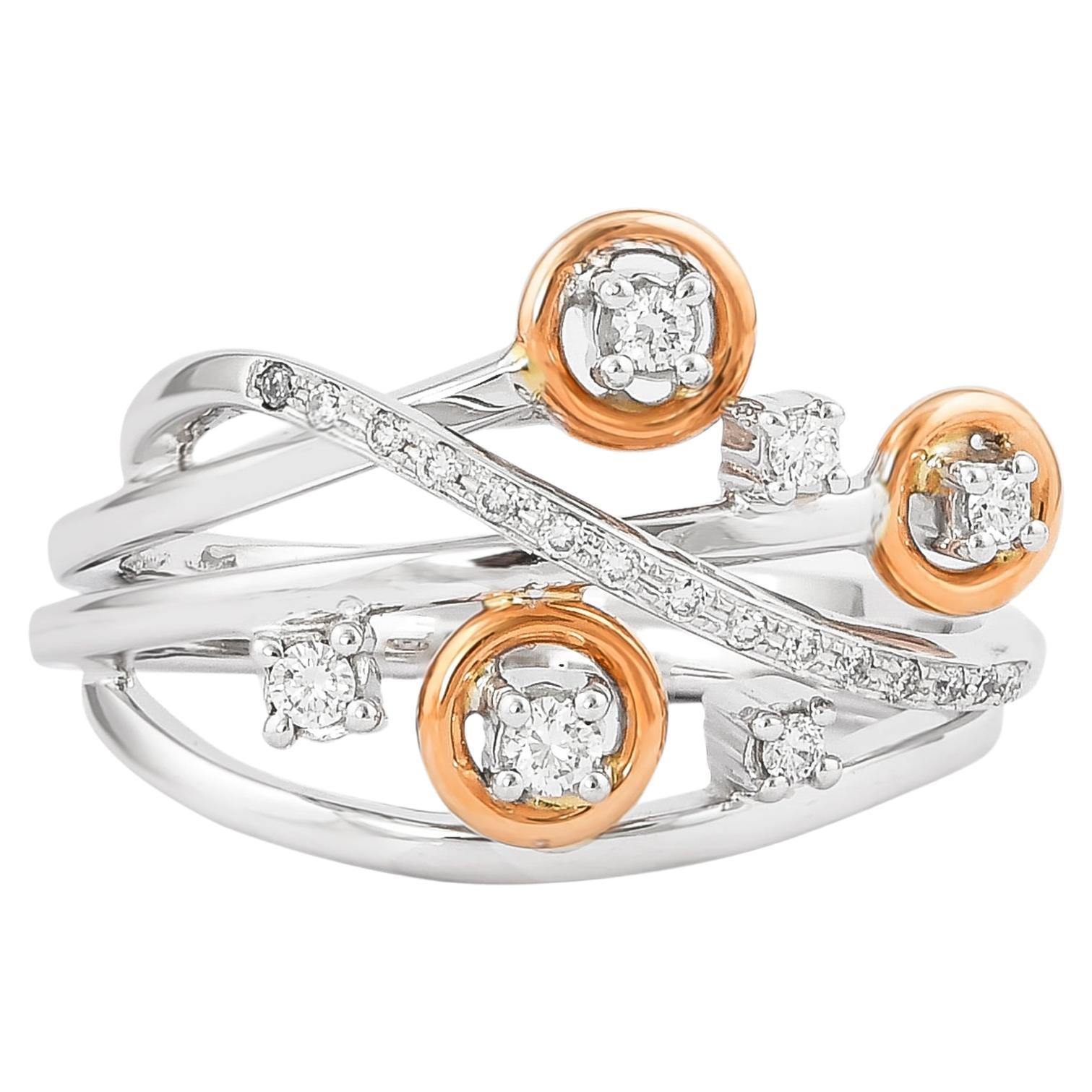 0.177 Carat Diamond Ring in 18 Karat White & Rose Gold For Sale