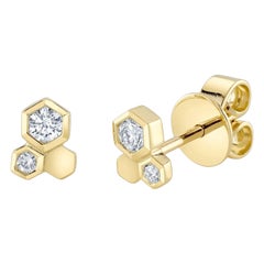 0.17ct Round Brilliant Cut Diamond Honeycomb Stud Earrings