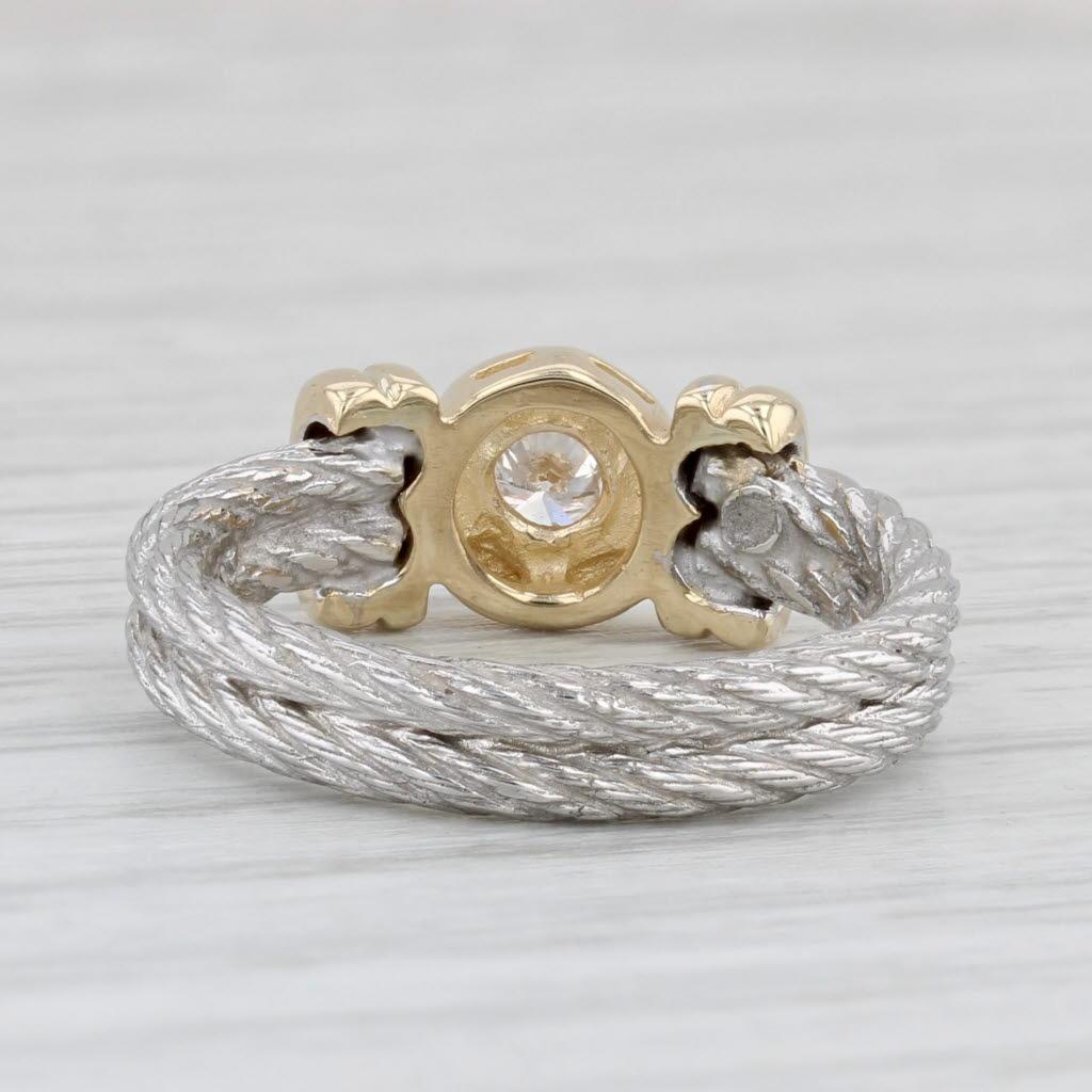 0.17ct Round Diamond Solitaire Cable Ring 14k Yellow White Gold Sz 6 Engagement 2