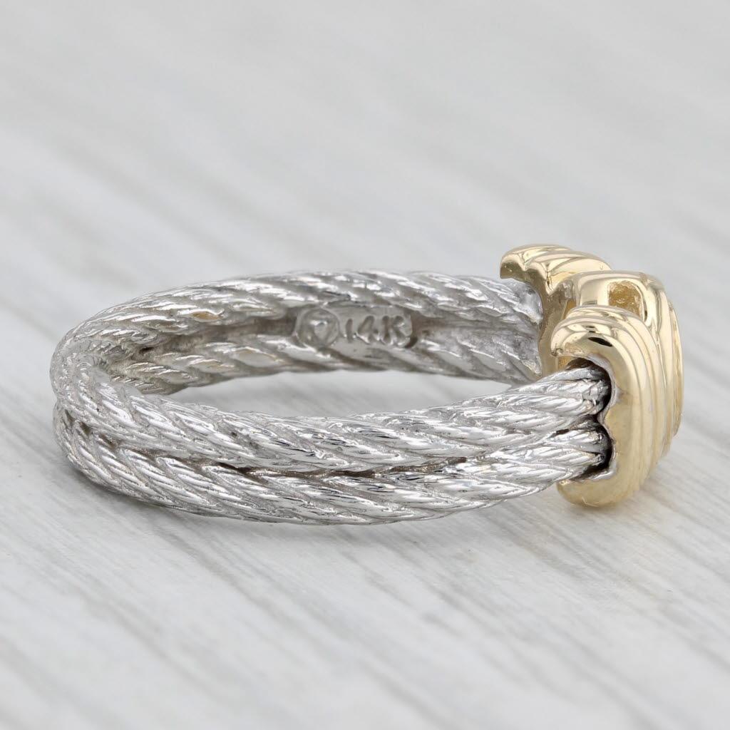0.17ct Round Diamond Solitaire Cable Ring 14k Yellow White Gold Sz 6 Engagement 3
