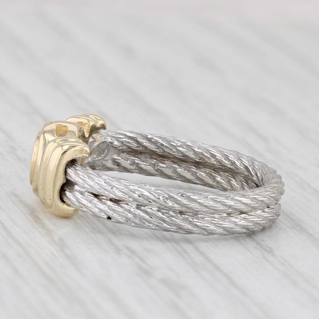 0.17ct Round Diamond Solitaire Cable Ring 14k Yellow White Gold Sz 6 Engagement 4
