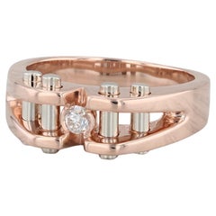 0.17ct Round Solitaire Diamond Ring 14k Rose Gold Size 11.5 Men's
